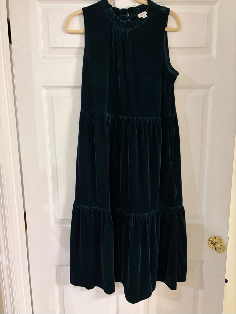 J.Crew Factory Velvet Sleeveless Midi Dress old forest green women’s 8 NWT